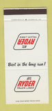 Matchbook Cover - Ryder Truck Lines trucking rental 30 Stk SAMPLE