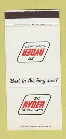 Matchbook Cover - Ryder Truck Lines trucking rental 30 Stk SAMPLE