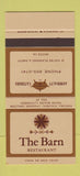 Matchbook Cover - The Barn Restaurant Norfolk VA 30 Stk SAMPLE