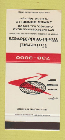 Matchbook Cover - Universal World Wide Movers Chicago IL WEAR 30 Stk SAMPLE