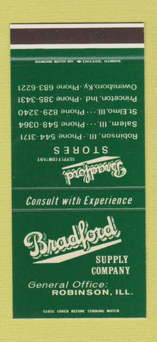 Matchbook Cover - Bradford Supply Robinson IL Salem St Elmo 30 Stk SAMPLE