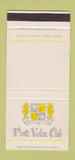 Matchbook Cover - Ponte Vedra Club Ponte Vedra Beach FL WEAR 30 Stk SAMPLE