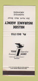 Matchbook Cover - Hillside Insurance Agency Nashville AR WEAR 30 Stk SAMPLE