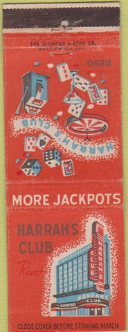 Matchbook Cover - Harrah's Club casino Reno NV orange