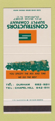 Matchbook Cover - Constructors Supply Durham Chapel Hill NC 30 Stk SAMPLE