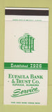 Matchbook Cover - Eufaula Bank and Trust AL 30 Stk SAMPLE