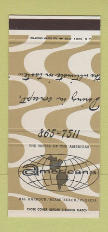 Matchbook Cover - Americana Hotel Miami Beach FL MISCUT? 30 Stk SAMPLE