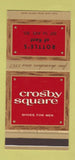 Matchbook Cover - Crosby Square Men's Shoes Rottle's Kent 30 Stk SAMPLE