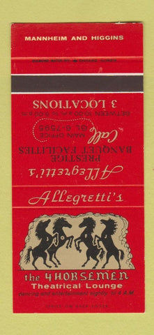 Matchbook Cover - Allegretti's Restaurant 4 Horsemen Chicago IL 30 Stk SAMPLE