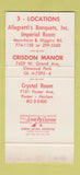 Matchbook Cover - Allegretti's Restaurant 4 Horsemen Chicago IL 30 Stk SAMPLE