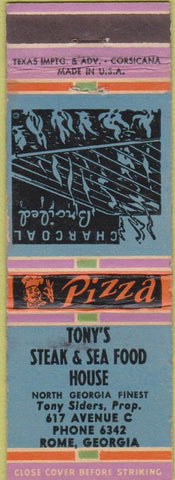 Matchbook Cover - Tony's Steak Sea Food Rome GA