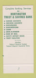 Matchbook Cover - Huntington Trust and Savings Bank Columbus? OH 30 Stk SAMPLE