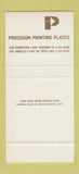 Matchbook Cover - Precision Printing Plates San Francisco LA CA 30 Stk SAMPLE