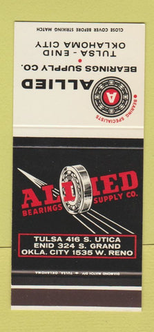 Matchbook Cover - Allied Bearings Tulsa Enid Oklahoma City OK 30 Stk SAMPLE