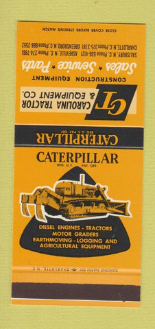 Matchbook Cover - Caterpillar Tractors Charlotte Greensboro NC 30 Stk SAMPLE