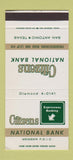 Matchbook Cover - Citizens National Bank San Antonio TX 30 Stk SAMPLE