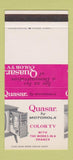 Matchbook Cover - Quasar TV Motorola MISCUT 30 Stk SAMPLE
