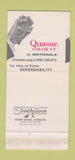 Matchbook Cover - Quasar TV Motorola MISCUT 30 Stk SAMPLE
