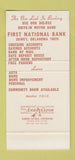 Matchbook Cover - First National Bank Dewery OK 30 Stk SAMPLE