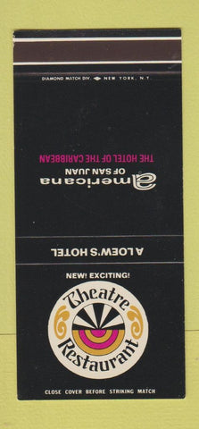Matchbook Cover - Theatre Americana Hotel San Juan Puerto Rico 30 Stk SAMPLE