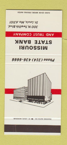 Matchbook Cover - Missouri State Bank St Louis MO 30 Stk SAMPLE