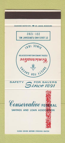 Matchbook Cover - Conservative Fed Savings St Louis Florissant MO 30 Stk SAMPLE