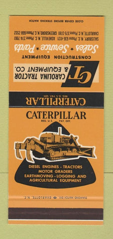 Matchbook Cover - Caterpillar Tractors Salisbury Asheville NC 30 Stk SAMPLE