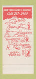 Matchbook Cover - Clifton Certified Concrete Cleveland OH  30 Stk SAMPLE