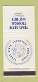 Matchbook Cover - Texas State Technical Institute Connally Waco TX 30 Stk SAMPLE