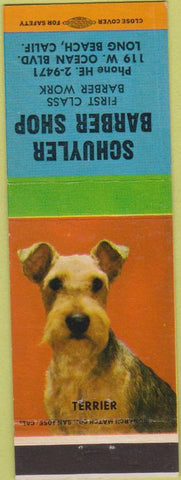 Matchbook Cover - Schuyler Barber Shop Long Beach CA Terrier