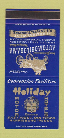 Matchbook Cover - Holiday Motor Hotels Harrisburg PA 30 Stk SAMPLE