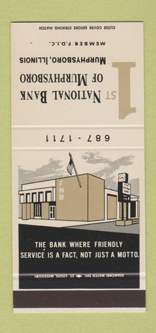 Matchbook Cover - First National Bank Murphysboro IL 30 Stk SAMPLE