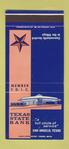 Matchbook Cover - Texas State Bank San Angelo TX WEAR 30 Stk SAMPLE