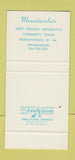 Matchbook Cover - West Virginia University Morgantown WV WEAR 30 Stk SAMPLE