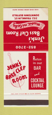 Matchbook Cover - Jenk's Bass Clef Room Buffalo NY WEAR 30 Stk SAMPLE