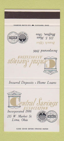 Matchbook Cover - Central Savings Association Lima OH 30 Stk SAMPLE