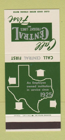 Matchbook Cover - Central Freight Lines Trucking 30 Stk SAMPLE