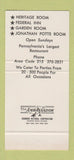 Matchbook Cover - Crystal Restaurant Reading PA 30 Stk SAMPLE