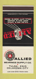 Matchbook Cover - Allied Bearings Tulsa Enid Oklahoma City OK 30 Stk SAMPLE