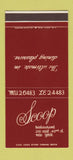 Matchbook Cover - Scoop Restaurant New York City 30 Stk SAMPLE