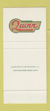 Matchbook Cover - Quinn Freight Lines Trucking 30 Stk SAMPLE