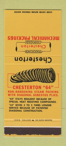 Matchbook Cover - Chesterton Mechanical Teflon Everett MA WEAR 30 Stk SAMPLE