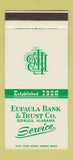 Matchbook Cover - Eufaula Bank and Trust AL 30 Stk SAMPLE