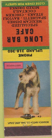Matchbook Cover - Long Bar CAFE NO TOWN Schnauzer