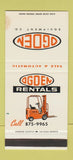 Matchbook Cover - Ogden Rentals Yale Fork Lift Atlanta GA WEAR 30 Stk SAMPLE