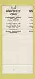 Matchbook Cover - University Club Erie PA MISCUT ERROR 30 Stk SAMPLE