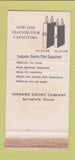 Matchbook Cover - Sangamo Electric Springfield IL capacitors WEAR 30 Stk SAMPLE