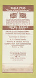 Matchbook Cover - Hotel Eagle Eagle Pass TX WORN 30 Stk SAMPLE