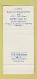 Matchbook Cover - Anthony's Men's Clothes Beaver Falls PA 30 Stk SAMPLE