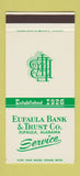 Matchbook Cover - Eufaula Bank and Trust AL 30 Stk SAMPLE
